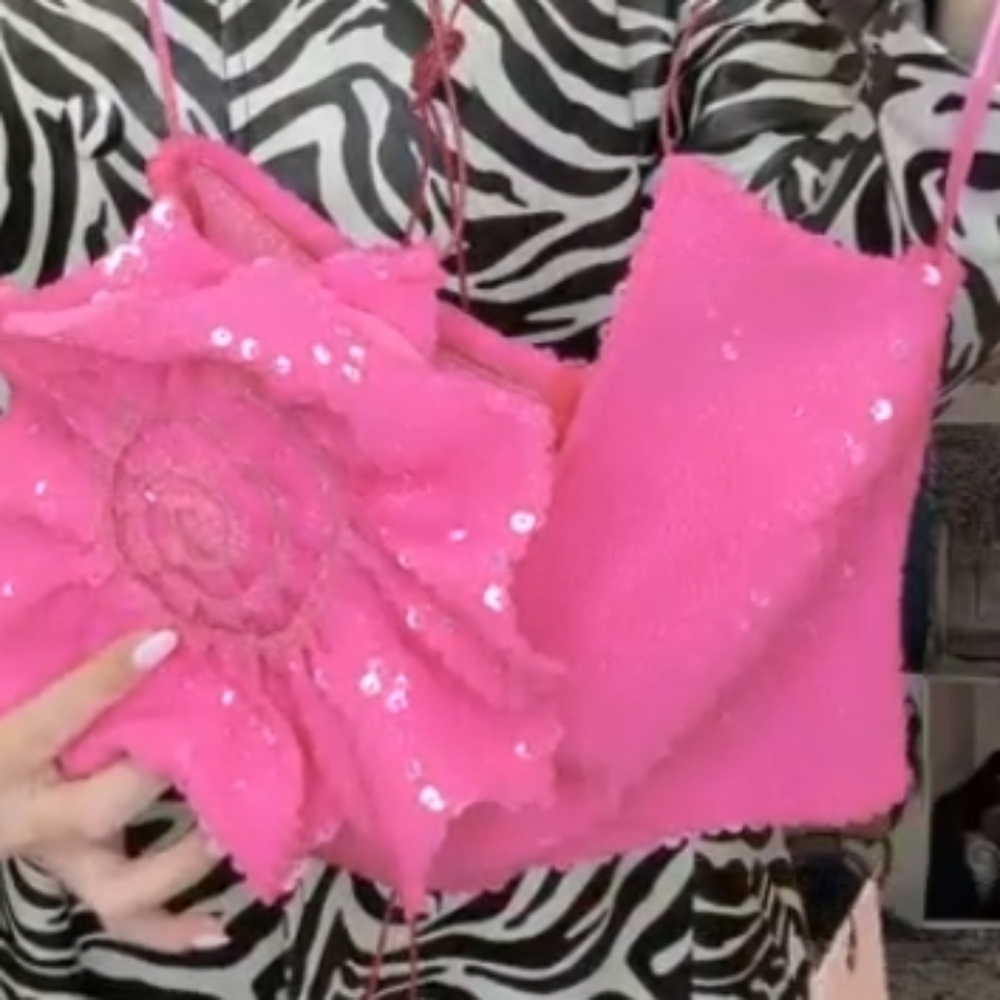 Miscreants x Revolve Harper Sequin Cami Tank With Shell Pink 4 - Picture 2 of 4